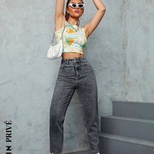 SHEIN Privé Women's Denim Mom Jeans. Size US-4